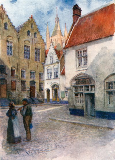 Place du Musee, Ypres (színes litográfia) alkotó: Amedee (after) Forestier