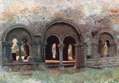 A genti Szent Bavon apátság kerengőjének romjai (színes litográfia) alkotó: Amedee (after) Forestier