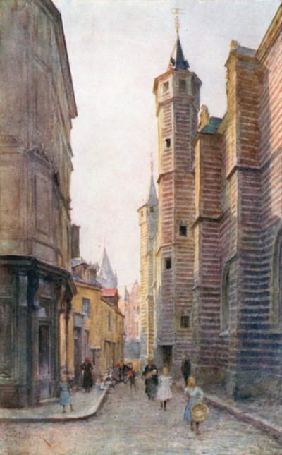 A Vieille Boucherie, Antwerpen (színes litográfia) alkotó: Amedee (after) Forestier