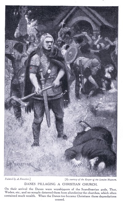 Dánok kifosztanak egy keresztény templomot, 1920-as évek alkotó: Amedee Forestier