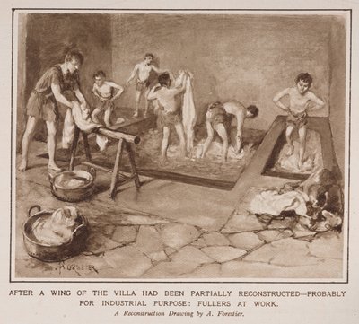 Fullers munka közben, az Illustrated London News „The Country Life of the Romans in England” című cikkéből alkotó: Amedee Forestier