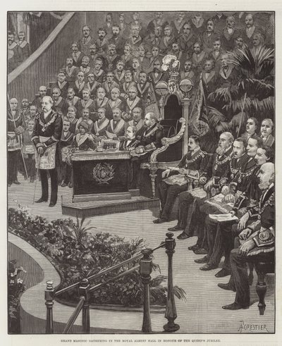 Nagy szabadkőműves találkozó a Royal Albert Hallban a királynő jubileuma tiszteletére alkotó: Amedee Forestier