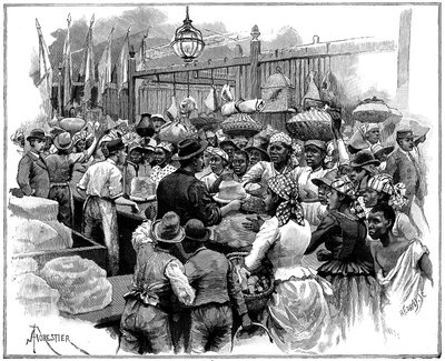 Jégbódé a piacon, Georgetown, Demerara, Guyana Brit Guyana, 1888 alkotó: Amedee Forestier