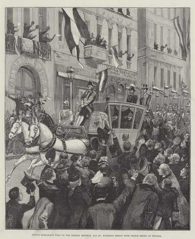 Bismarck herceg látogatása a német császárnál, január 26., Henrik porosz herceggel együtt Berlinbe. alkotó: Amedee Forestier