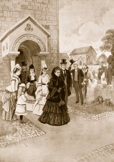 Viktória királynő élete Osborne-ban: Őfelsége a Whippingham templomban, a „The Illustrated London News”-ból, 1901 alkotó: Amedee Forestier