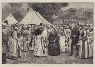 A királynő jubileumi kerti partija a Buckingham-palotában, június 29-én alkotó: Amedee Forestier