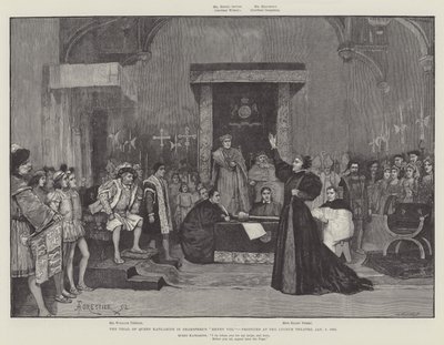 Katharine királynő pere Shakspere VIII. Henrik című filmjében, a Lyceum Theatre-ben, 1892. január 5. alkotó: Amedee Forestier