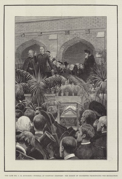 A néhai C. H. Spurgeon úr temetése a Norwood temetőben, a rochesteri püspök áldást mondott. alkotó: Amedee Forestier