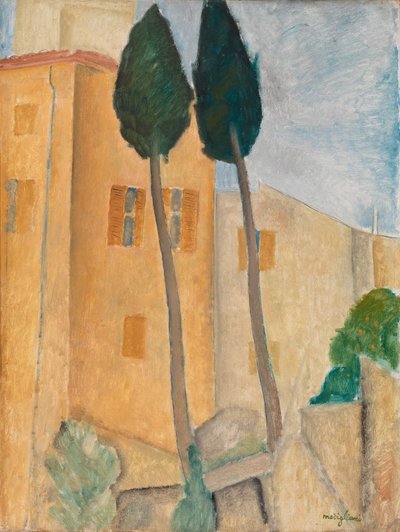Ciprusok és házak Cagnesben alkotó: Amedeo Modigliani