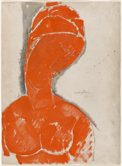 Piros női mellszobor alkotó: Amedeo Modigliani
