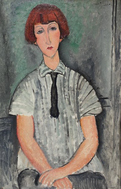 Franciául:  Jeune Fille au corsage rayé Fiatal lány csíkos blúzzal alkotó: Amedeo Modigliani