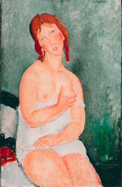 Fiatal nő ingben – Amedeo Modigliani festménye (1884-1920) alkotó: Amedeo Modigliani