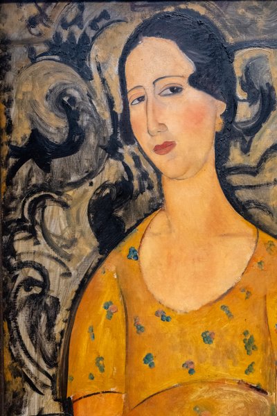 Fiatal nő sárga ruhában (Renée Modot)-kivágás alkotó: Amedeo Modigliani
