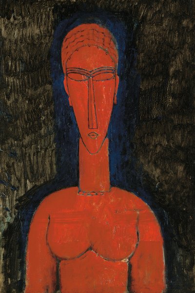 Vörös mellszobor, Caryatid, 1913 alkotó: Amedeo Modigliani