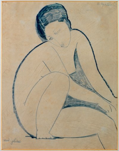 Ülő akt (tinta, papír) alkotó: Amedeo Modigliani