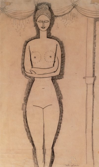 Álló akt (ceruza papíron) alkotó: Amedeo Modigliani
