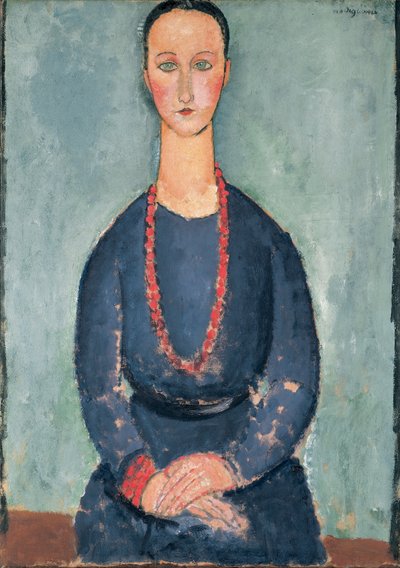 Piros nyakláncos nő, 1918 alkotó: Amedeo Modigliani