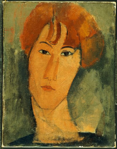 Vörös hajú, nyakörvet viselő fiatal nő alkotó: Amedeo Modigliani