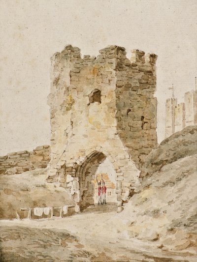 Két katona szolgálatban a doveri kastélyban, 1805 körül (akvarell) alkotó: Amelia Long