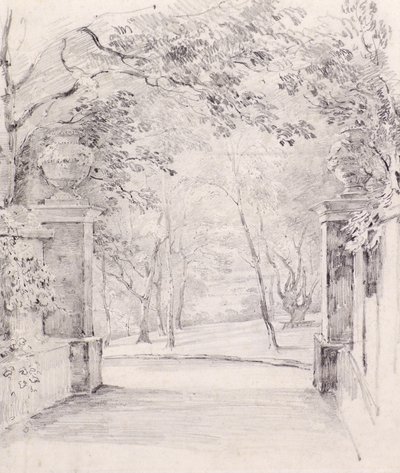 Kilátás a Bromley bejáratáról, 1810 körül (ceruza) alkotó: Amelia Long