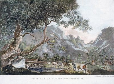 Brick Kiln at Clydach, Monmouthshire, 1795 (színes akvatinta) alkotó: Amelia de Suffren