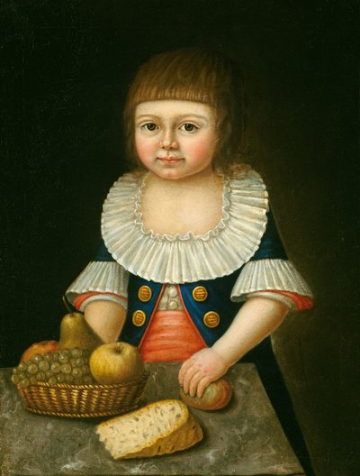 Fiú egy kosár gyümölcsöt alkotó: American 18th Century