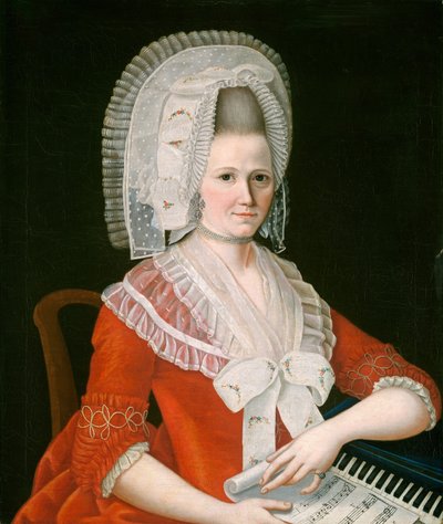 Nagy fehér sapkát viselő hölgy alkotó: American 18th Century