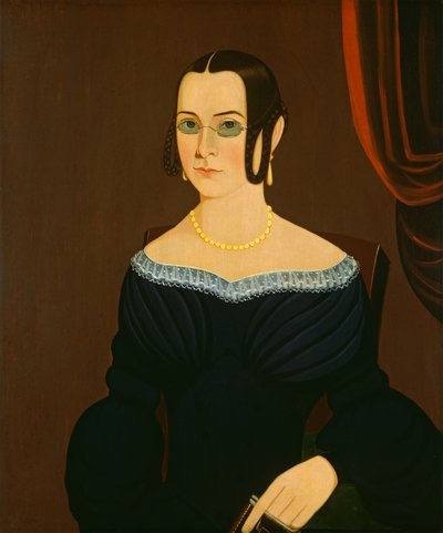 Szemüveget viselő hölgy alkotó: American 19th Century