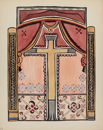 13. tábla: Design with Cross, Chimayo: A „Spanish Colonial Designs of New Mexico” portfólióból alkotó: American 20th Century