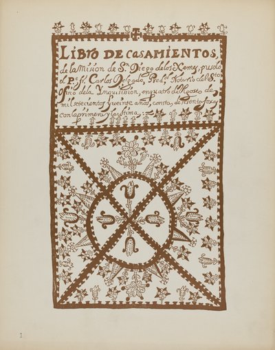1. tábla: Jemez Házasságok könyve: A „Spanish Colonial Designs of New Mexico” portfólióból alkotó: American 20th Century