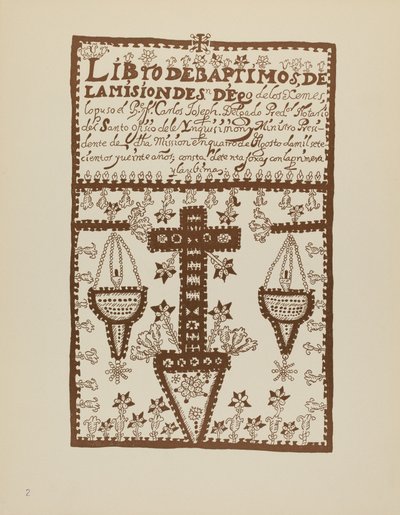 2. tábla: Jemez keresztelők könyve: A „Spanish Colonial Designs of New Mexico” portfólióból alkotó: American 20th Century