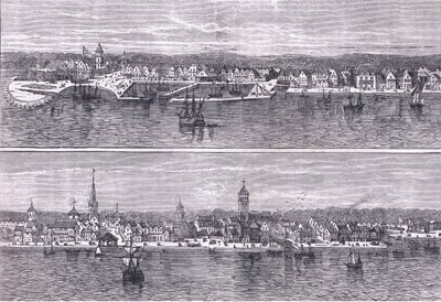 New York a 19. század közepén, illusztráció az Egyesült Államok Cassells története című könyvéből, Cassell, Petter & Galpin kiadásában, 1900 körül (litho) alkotó: American English school