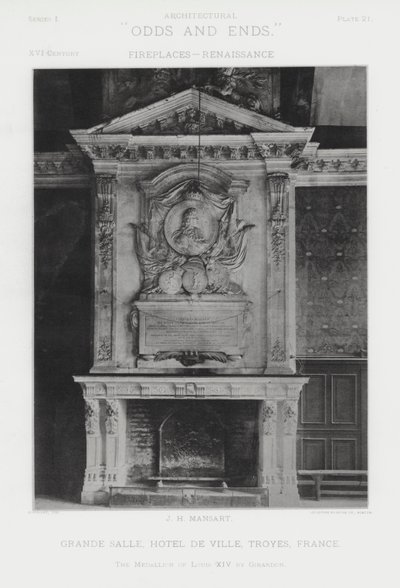 Kandalló: Grande Salle, Hotel De Ville, Troyes, Franciaország (f/w fotó) alkotó: American Photographer (after)