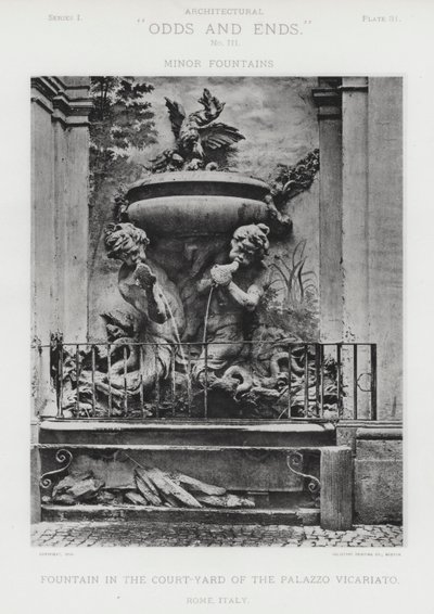 Szökőkút a Palazzo Vicariato udvarában, Róma, Olaszország (f/w fotó) alkotó: American Photographer (after)