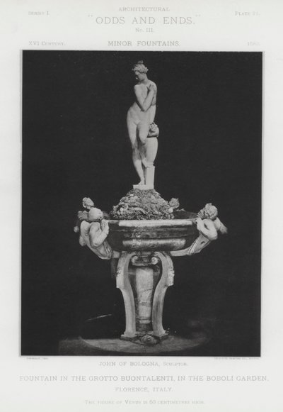 Szökőkút a Buontalenti barlangban, a Boboli kertben, Firenze, Olaszország (f/w fotó) alkotó: American Photographer (after)