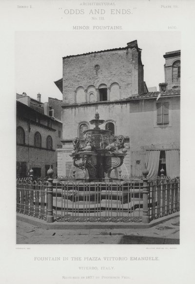 Szökőkút a Piazza Vittorio Emanuele-n, Viterbo, Olaszország (f / w fotó) alkotó: American Photographer (after)