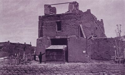 San Miguel régi temploma, Santa Fe, NM, Adobe-ból épült 1550-ben (f/w fotó) alkotó: American Photographer (after)