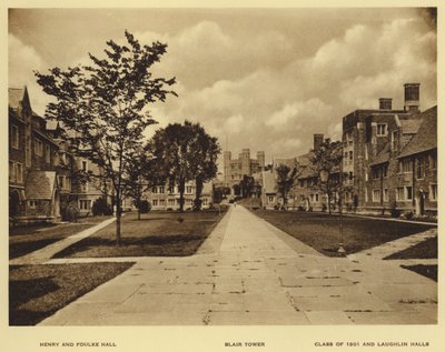 Princetoni Egyetem: Henry és Foulke Hall; Blair-torony; Class of 1901 and Laughlin Halls (f/w fotó) alkotó: American Photographer (after)