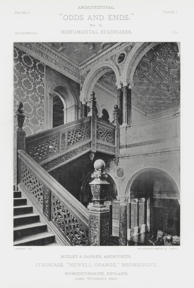 Lépcsőház, "Hewell Grange", Bromsgrove, Worcestershire, Anglia (f/w fotó) alkotó: American Photographer (after)