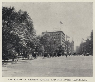 A Madison Square-en található taxiállomás és a Hotel Bartholdi (f/w fotó) alkotó: American Photographer