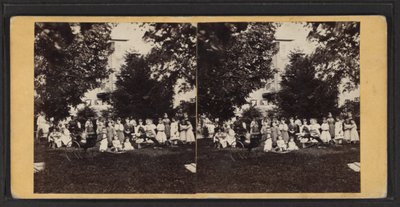Gyermekek és játszótér, Oneida Community, New York állam, 1870 körül (f/w fotó) alkotó: American Photographer