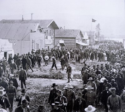 Dawson City a Klondike-i aranyláz idején (1897-98) 1898 (f/w fotó) alkotó: American Photographer