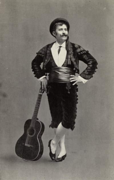 Guiseppe Campanari, mint Figaro, a "Sevillai borbély"-ban (fekete-fehér fotó) alkotó: American Photographer