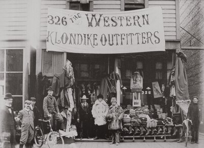 Klondike Outfitters üzlet, Cordova Street, Vancouver 1897 (f/w fotó) alkotó: American Photographer