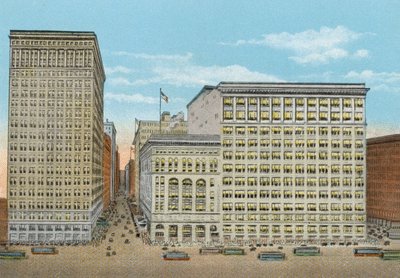 Marshall Field and Company, kiskereskedelmi üzletek, Wabash és Washington (színes fotó) alkotó: American Photographer