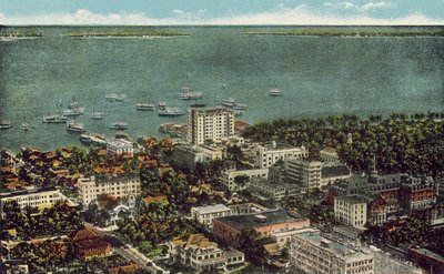 Miami, Florida, 1925 körül: Miami madártávlatból (színes fotó) alkotó: American Photographer