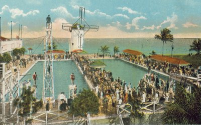 Miami, Florida, 1925 körül: Miami Beach kaszinó úszómedencéje (színes fotó) alkotó: American Photographer