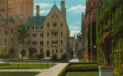 New Haven, Conn: Bingham Hall és Connecticut Hall, Yale Egyetem (színes fotó) alkotó: American Photographer
