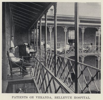 Betegek a verandán, Bellevue Hospital (f/w fotó) alkotó: American Photographer