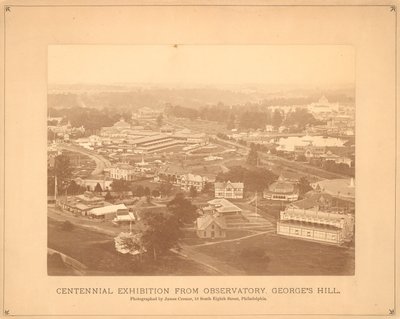 Kilátás a Centenáriumi Nemzetközi Kiállításra, az Obszervatóriumból, Georges Hill, Philadelphia, 1876 (ezüst albumin nyomat) alkotó: American Photographer